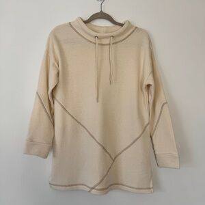Soft Surroundings Danika Top Pullover Tunic Cream Tan Sweater Drawstring Sz P M